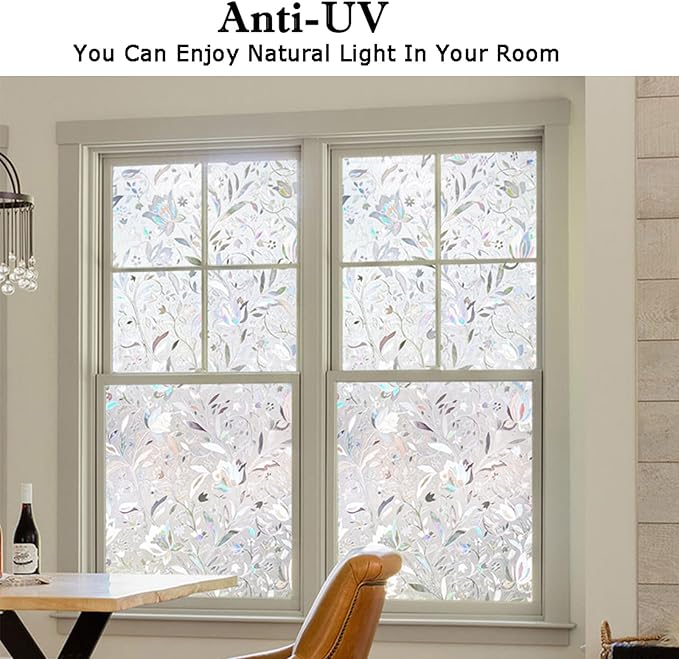 Kromapolis Window Film, Window Privacy Film, Window Vinyl Glass Covering, Stained Glass Decorative Film, Window Film Privacy Frosted Static Clings, Non-Adhesive, No-Glue (23.6 x 78.7 inch)