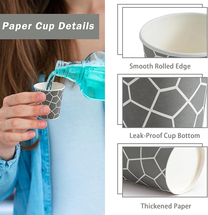 Huifany 600 Pack 3 oz Paper Cups, Small Bathroom Cups Disposable Mouthwash Cups, Mini Paper Cups for Bathroom, Party, Picnic, Travel and Event