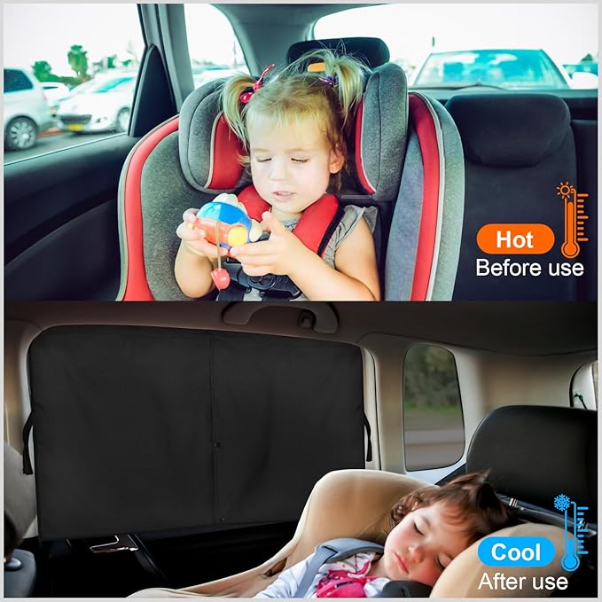 Car Window Shades, Double Layers Magnetic Car Sun Shade for Baby, Blackout/See Through Back Side Window Covers, Auto Window Curtains for UV Protection