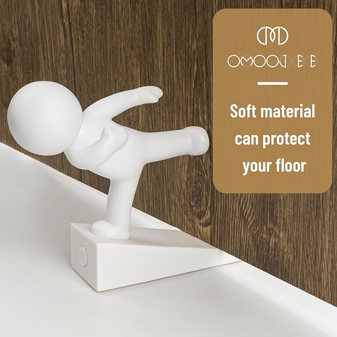 Cute Door Stop, Decorative and Sturdy, Decorative Door Stop, Lower Front Wedge Suitable for More Doors, White(Patented)