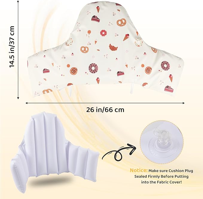 High Chair Cushion with Cover Pad for IKEA Antilop Babies Toddlers Inflatable & Reversible Built-in Inflatable Cushion