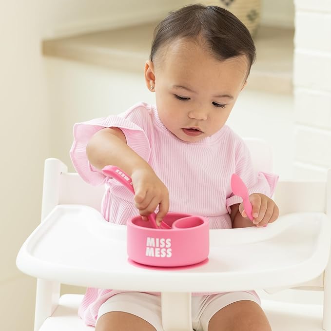 Silicone Suction Bowl for Toddlers and Babies by Bella Tunno, Food Grade BPA Free Silicone, Non Slip Suction Base, Microwave & Dishwasher Safe, Ideal Baby-Led Weaning & Self Feeding Bowl, Miss Mess