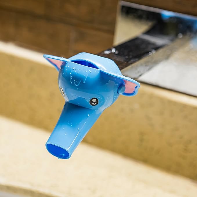 Faucet Extender for Kids - Set of 2 Animal Spout Extenders for Sink Faucets - Hand Washing for Babies, Toddlers & Children (Elephant + Duck)