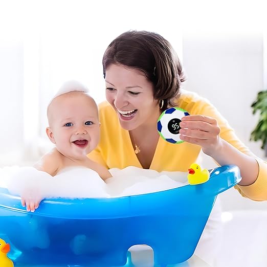 Baby Bath Thermometer with Floating Toys - Digital Water & Room Temperature Monitor, Rechargeable Thermometer with Alerts for Newborn Bath Essentials, Infant Safety