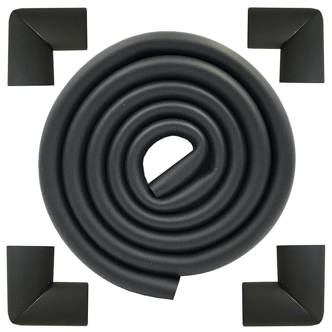 M2cbridge U Shape Extra Thick Furniture Table Edge Protectors Foam 6.5 Ft (Black with 4 Corners)