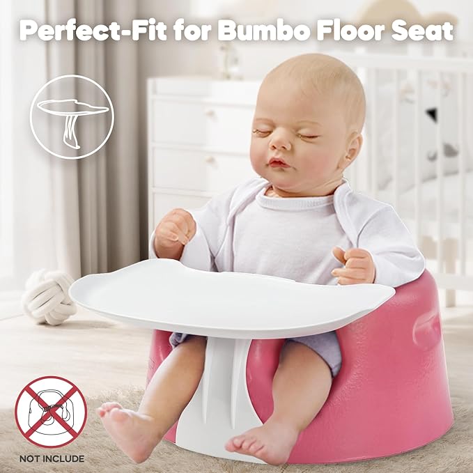 Seat Tray Accessory Compatible with Bumbo Floor Seat, Tray Surface for Feeding and Play, Easy to Clean and Install, for Baby Boys and Girls 3 to 12 Months, White