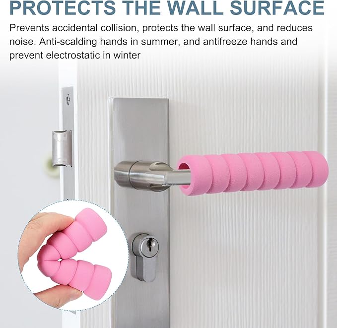 PATIKIL EVA Foam Door Handle Cover, 6 Pcs Anti-Collision Door Knob Spiral Covers Door Handles Protective Safety Cover Guard Sleeve for Bedrooms Bathrooms Offices Furniture, Pink