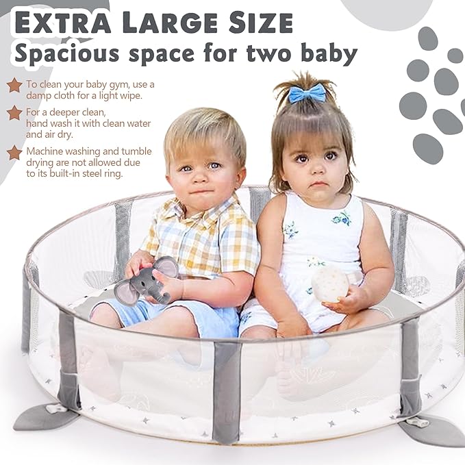 Crisschirs 5-in-1 XL Large Baby Gym & Ball Pit, Play Mat & Play Gym, Combination Baby Activity Gym with Milestone Cards for Sensory Exploration and Motor Skill Development, Balls are not Included