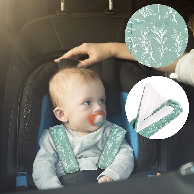 Baby Car Seat Strap Covers Shoulder Pads for Baby Kid, Super Soft Infant Carseat Belt Covers for All Car Seat Stroller,Green Sage