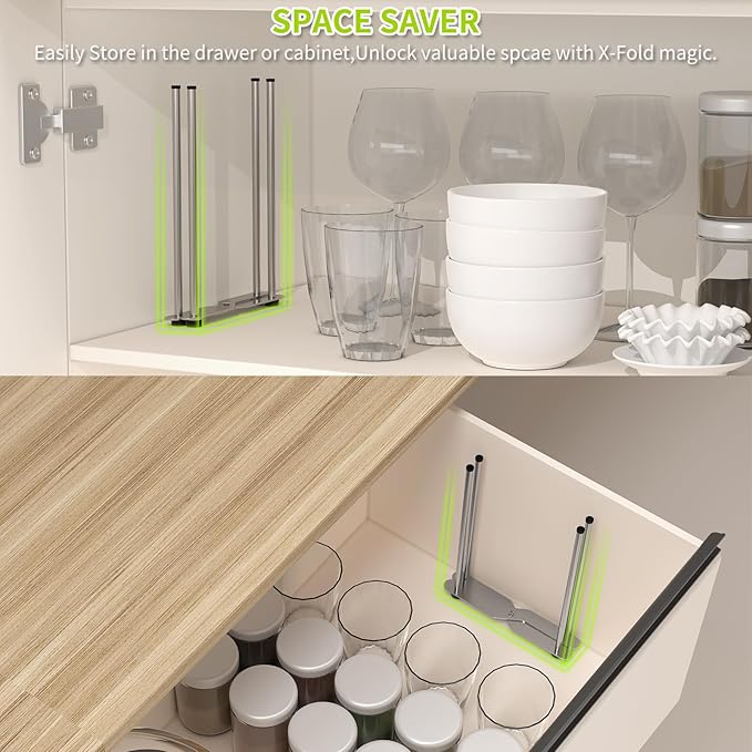 SHILFID Plastic Bag & Bottle Drying Rack, Multifunctional Wine Decanter Holder, Collapsible Countertop Stand