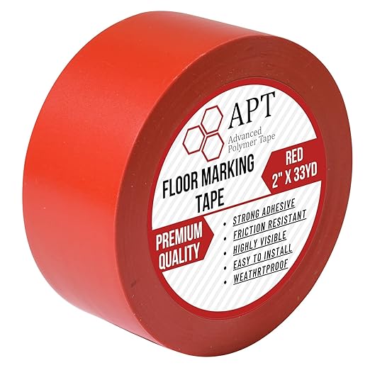 APT, Multi Color Marking Tape, Premium Safety Marking and Dance Floor Splicing Tape, 6 mil Thick (Red, 1 Roll)