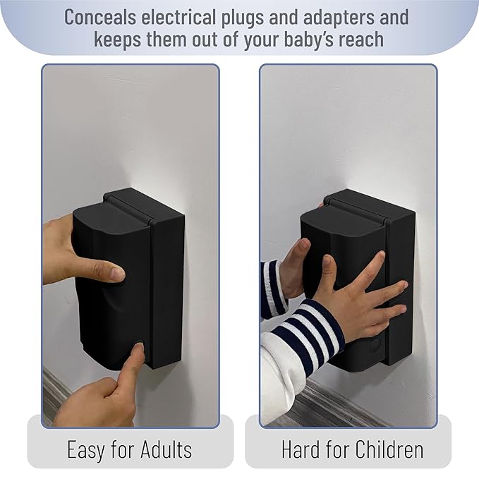 Bates - Baby Safety Outlet Cover Box, Black, Outlet Covers Baby Proofing, Plug Covers for Electrical Outlets