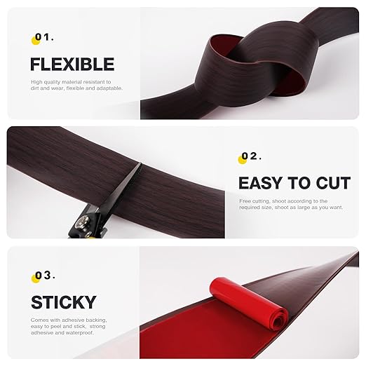 Bnell Floor Transition Strip Floor Cover Strips Self Adhesive Flooring Transitions Laminate Floor Strip Vinyl Floor Flat Divider Strip for for Joining Floor Gaps (3.28FT,2inch, red Oak)