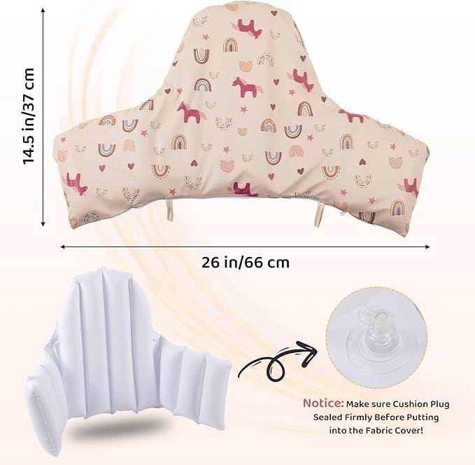 High Chair Cushion with Cover Pad for IKEA Antilop Babies Toddlers Inflatable & Reversible Built-in Inflatable Cushion