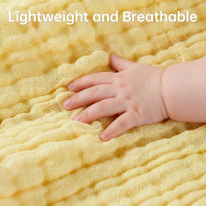 Bear Rocket Organic Muslin Baby Washcloths 6 Pack Baby Bath Face Towel 12x12 Inch Extra Absorbent and Soft Burp Cloth and Wash Cloths for Newborn-Infants On Sensitive Skin (White Brown Yellow)