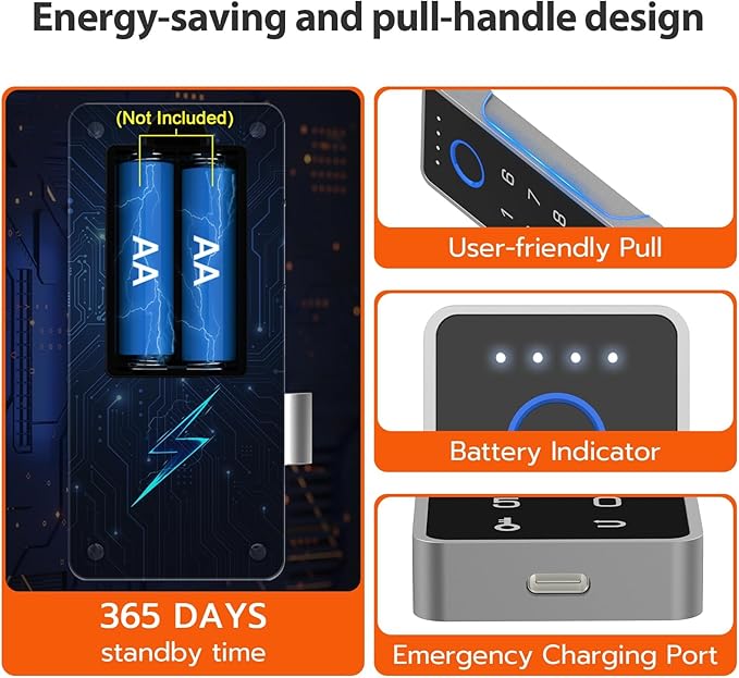 Smart Cabinet Lock with Fingerprint and Passcode eLinkSmart RFID NFC Child Safety Lock with APP Perfect for Liquor File Drawer Locker Cupboard Closets No Drilling Fix All Thickness Horizontal