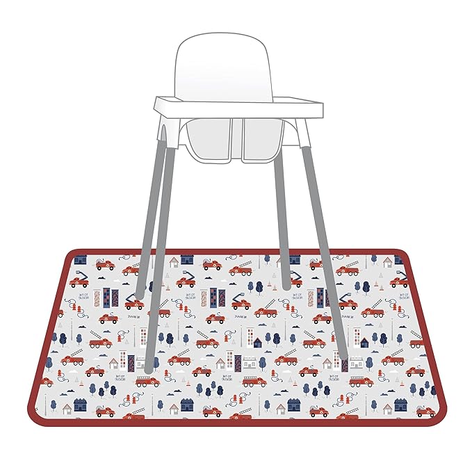 BapronBaby Be Brave Firefighter Splash Mat - Waterproof Catch-All for Under High Chairs, Floors, Tables, Playtime or Arts & Crafts - Machine Washable - 45" x 45”