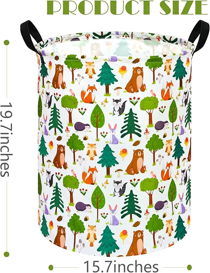 MAIZMZ Kids Animal Laundry Basket Nursery Hamper Storage Bins Gift Basket Clothes Organizer Toy Box Large Canvas Collapsible Chest for Home/Dorm/Kitchen/Pet/Office/Closet/Shelf/Room Decor