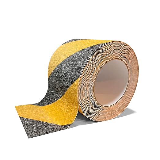 Anti Slip Traction Tape, 4 Inch x 35Ft Non Skid Safety Tape Outdoor Waterproof Grip Tape for Stairs Heavy Duty Anti Slip Warning Tape for Outdoor Stairs Step Treads Ramps Boats Pool- Yellow/Black