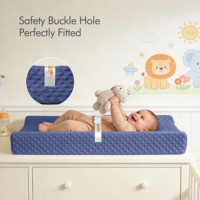 2 Pack Baby Changing Pad Covers, Super Soft Plush Dot Diaper Changing Table Covers Fit 32x16 Inch Changing Table Pad for Baby Boys & Girls
