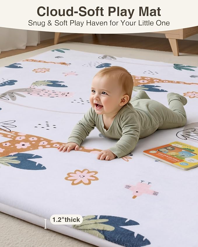 Baby Play Mat for Floor,1.2" Thick 50x50 Playpen Mat,Safe Padding Tummy Time Mats for Babies and Infants Toddlers,Cushioning Foam Mats for Kids Crawling,Non-Slip Baby Playmat,Yoga,Tatami,Nursery Rug
