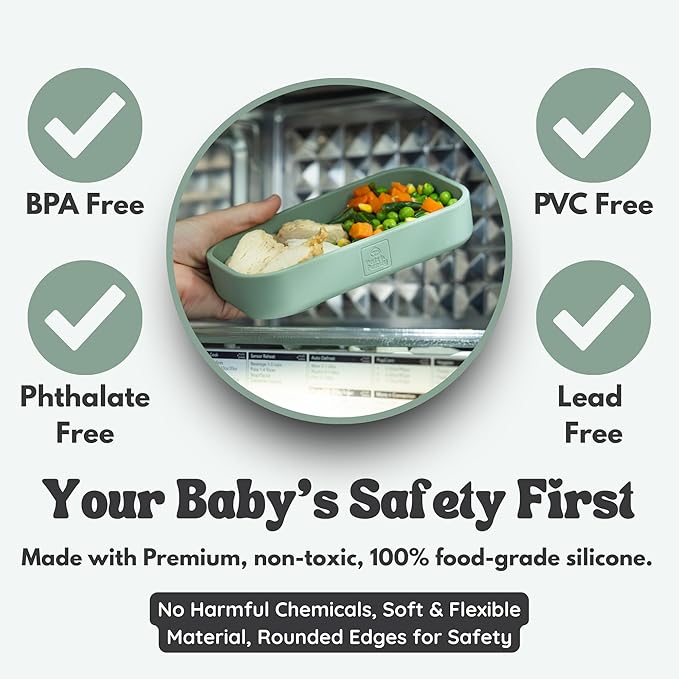 Baby Travel Essentials 6 Pc Silicone Feeding Set - Portable Toddler Plates with Suction, Baby Spoons & Foldable Bib in Carrying Case - BPA-Free Infant & Toddler Utensils for Airplanes & Eating Out