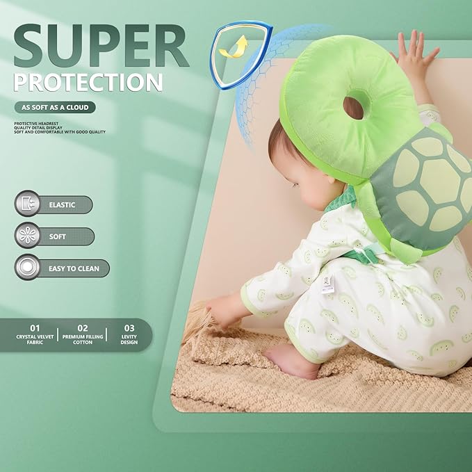 WKC Baby Head Protector Backpack with Knee Pads & Non-Slip Socks, Toddler Safety for Crawling & Walking (Style 2)