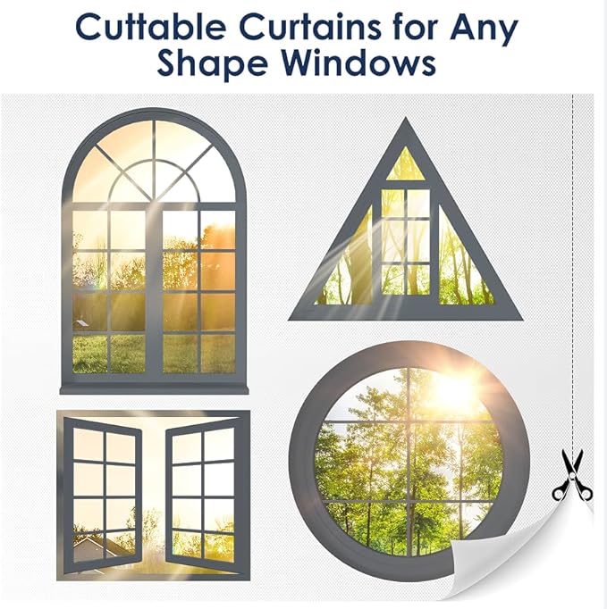 Blackout Curtains for Bedroom, 85" x 57" Temporary Blackout Shades for Windows, Portable Black Out Blinds Screen with 20 Loop & Hook, 100% Black Out Window Cover Film for Baby Nursery Travel RV- White