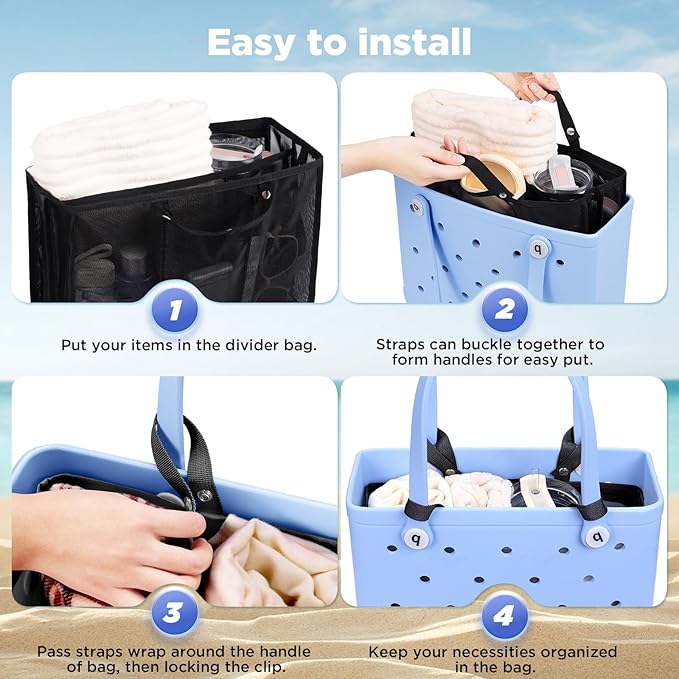 OUTXE Beach Bag Organizer Compatible with Baby Bogg Bag Accessories Inserts, Lightweight Mesh Insert Divider Pouch for Small Bogg Bags, Beach Tote Bags Insert for Organizing