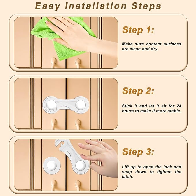Child Proof Cabinet Locks-(10-Pack) - Child Locks For Cabinets And Drawers,Easy To Install (No Drilling) For Drawers, Cabinet Seat, Toilet Seat, Fridge, Oven, Appliances