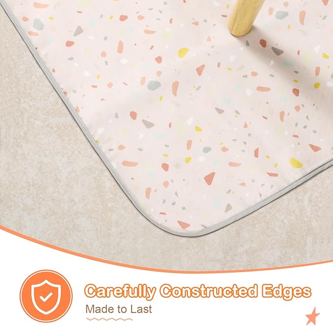 CLYMENE Splat Mat for Under High Chair | 51x51 Inch Anti-Slip Baby Splash Mat | Waterproof & Washable Spill Mat for Highchair Floor and Infant Play (Terrazzo Treasure)