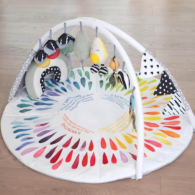 LADIDA Baby Gym Play Mat, Tummy Time Mat & Activity Gym, Infant Play Mat for Sensory Exploration and Motor Skill Development