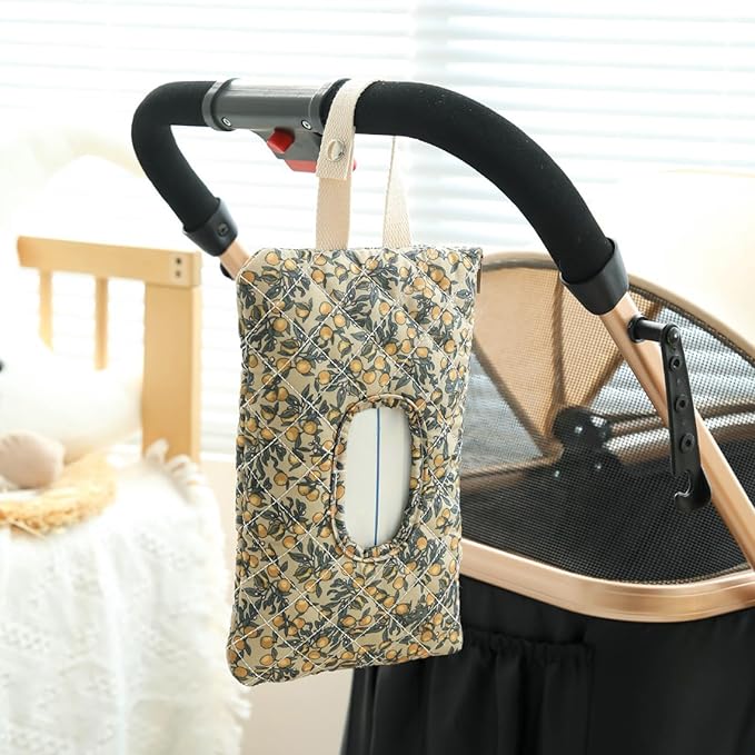 HIBEAR Quilted Diaper Wipe Pouch Portable Mommy Bag Refillable Floral Baby Wipe Holder for Travel Stroller Daily Casual (Polka Dots)