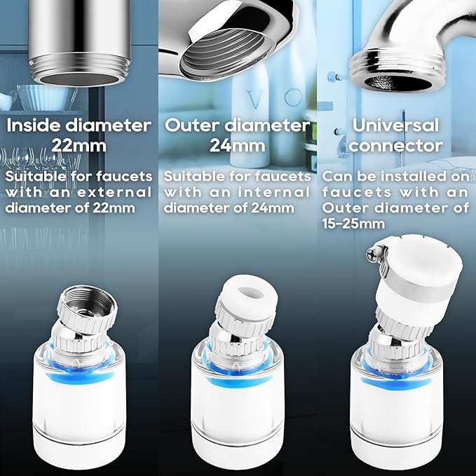 Longing Home Rotating Faucet Extender Sink Aerator, Sink Filter Water Faucet, 360 ° Faucet Extender, With Universal Converter, Swivel Multifunctional Robotic Arm for Home Kitchen Bathroom - 2 Pcs
