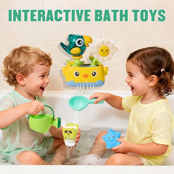 Baby Bath Toys for Kids Ages 1-3, Interactive Bath Toys for Toddler 2-4 Bathtub Water Pool Shower Toys with Watering Can and Tub Toys for Babies 12 18 Months