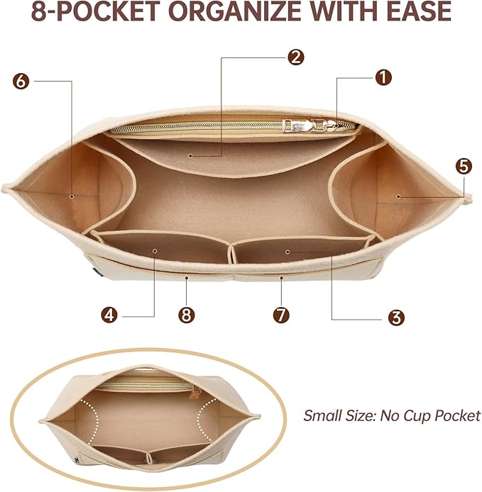 OPPOSHE Purse Organizer Insert for Longchamp Le Pliage, Premium Felt Long Champ Bag Handbag Women, Tote Organizer Insert with 9 Compartments (Large, Beige)