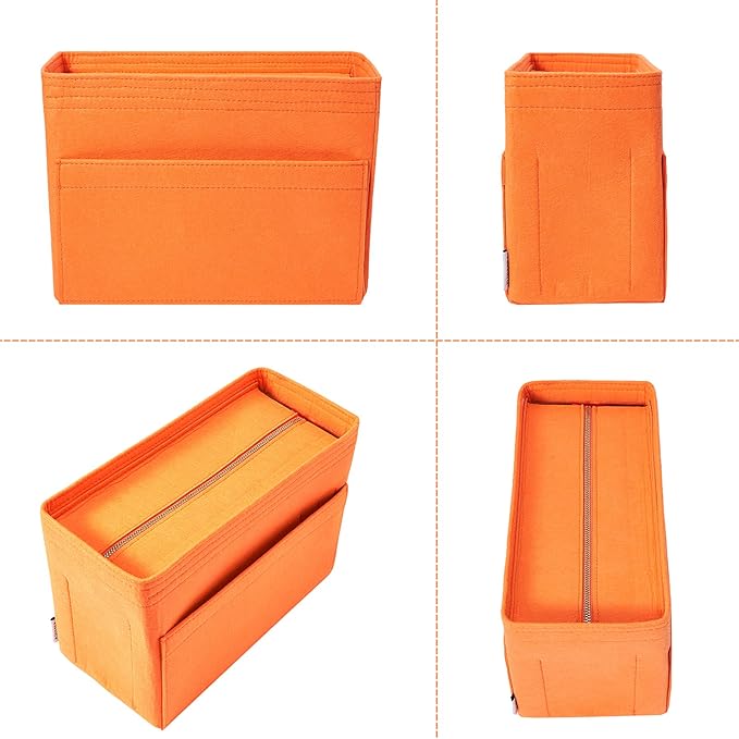 Vercord Felt Zipper Handbag Tote Purse Duffel Backpack Organizer Insert Orange Medium