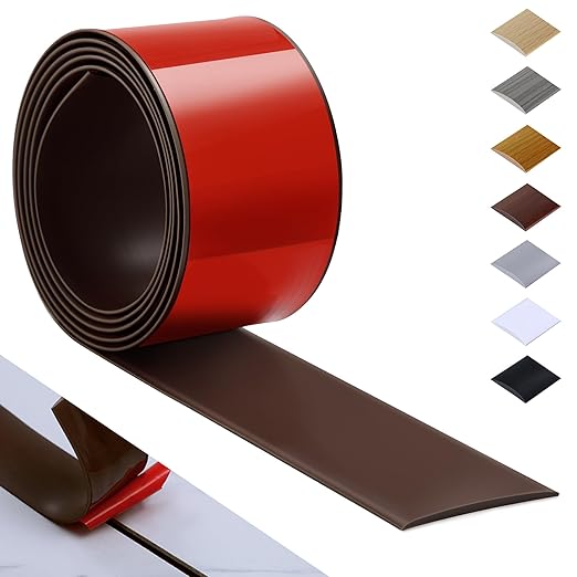 Bnell Floor Transition Strip Self Adhesive Vinyl Laminate Floor Cover Strip 3" Floor Flat Divider Strip for Joining Floor Gaps and Doorway Transitions (10Ft, Coffee)