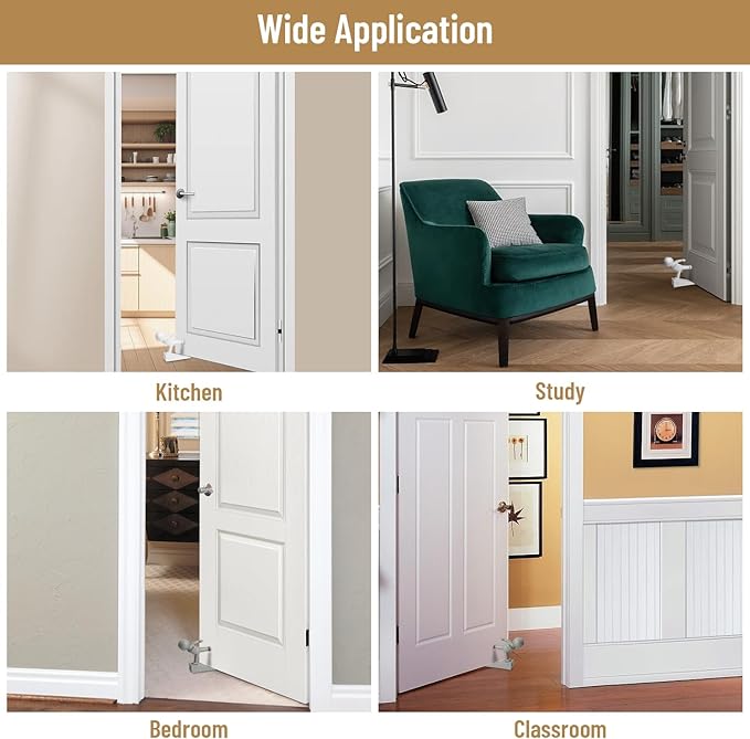Cute Door Stop, Decorative and Sturdy, Decorative Door Stop, Lower Front Wedge Suitable for More Doors, White&Gray(Patented)