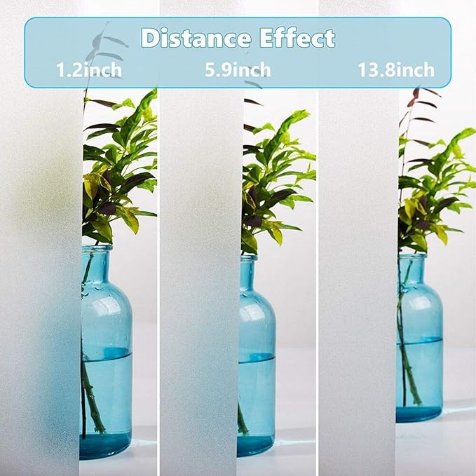 Finnez Frosted Privacy Window Film - Static Cling No Adhesive, Reusable & Easy to Remove, Decorative Glass Film for Home Bathroom Office Door, Crystal Clear 23.6 x 157.4 inches