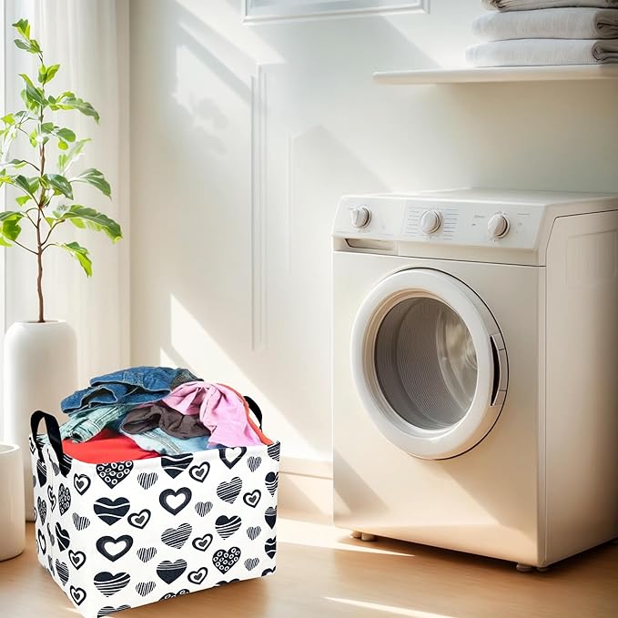 ASKETAM Valentine's Day Basket Gift for Empty Cute Heart Large Storage Bin for Kid and Baby Room Décor (Black Creative Love)