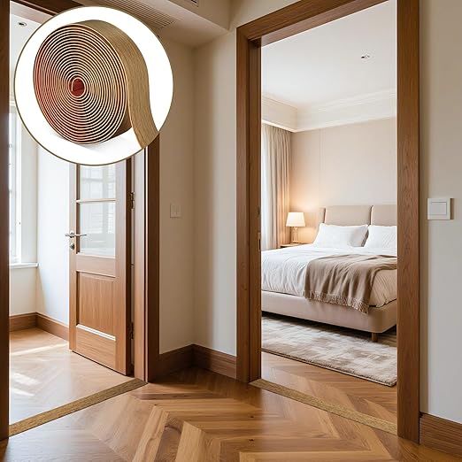 20Ft x 2" Vinyl Threshold Floor Transition Strip Trim Flooring Transition Strips Self Adhesive Wood Flat Divider Carpet Transitions Laminate Strip for Joining Laminate Tiles Carpet Doorway Transitions