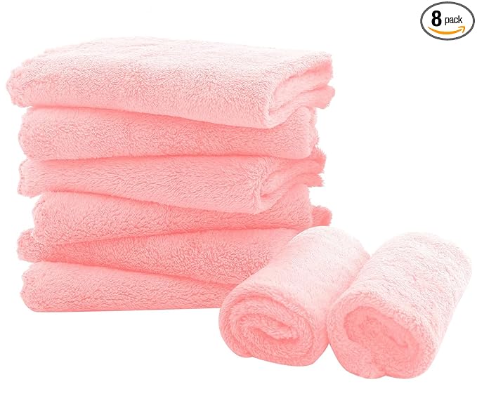 8 Pack Large Burp Cloths for Baby - 20" by 10" Ultra Absorbent Burping Cloth, Hand Washcloths, Newborn Towel - Milk Spit Up Rags - Burpy Cloths for Unisex, Boy, Girl - Burp Cloths Set(Pink)