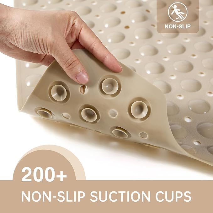 Bathtub Mats for Shower Tub Non-Slip Bath Mat 39 x 16 Inch Extra Long Shower Mat, Bath Tub Mat for Bathroom with Machine Washable, BPA Free for Kids (Brown)