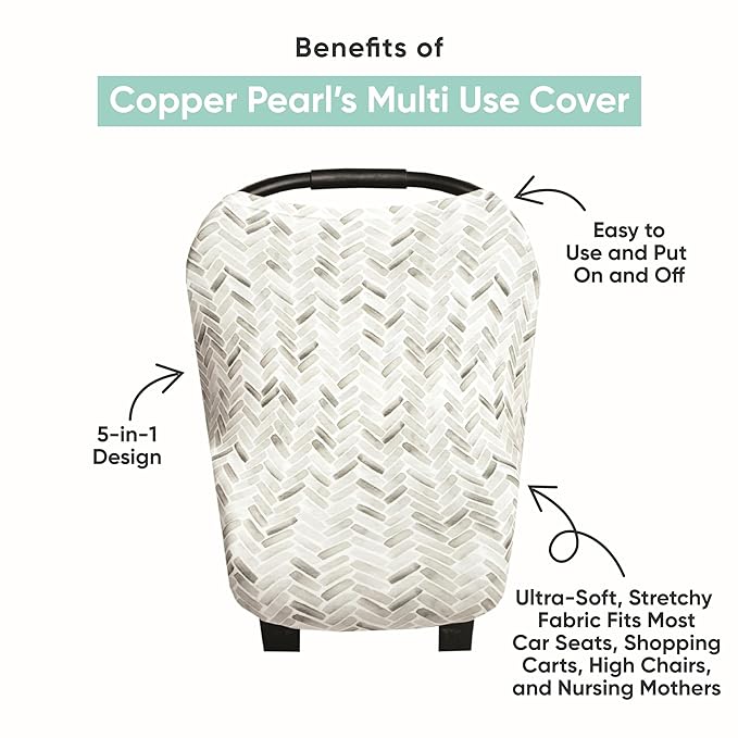 Copper Pearl Multi-Use Cover: Car Seat Covers, Nursing Cover, and Stroller Cover for Sun - Stretchy Fabric, All-Season Use, Stylish Designs, Easy Access for Moms - Jaspar
