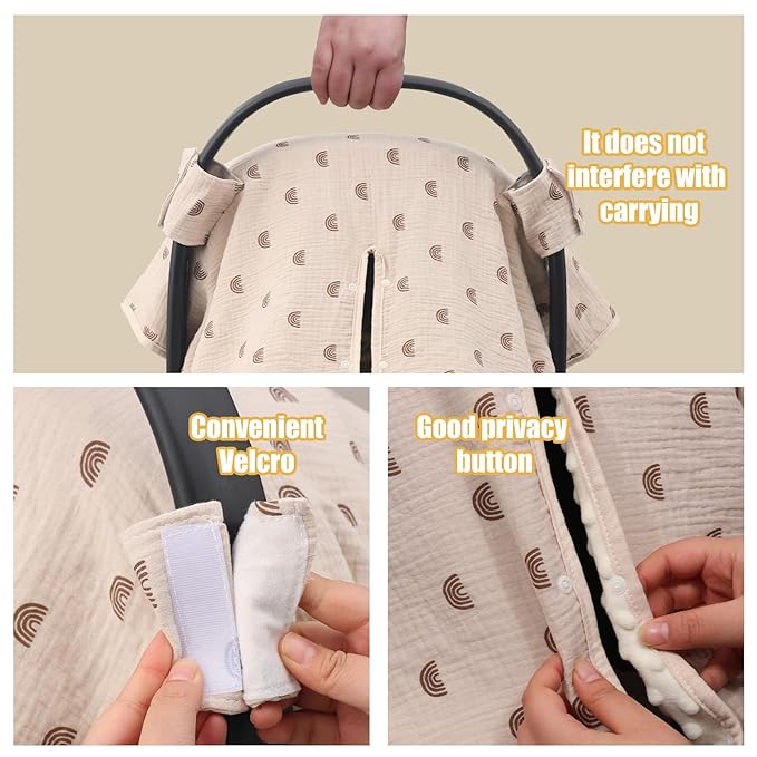 2-in-1 Baby Car Seat Cover, Baby Car Seat Canopy, Mom Nursing Cover，Easy to Install Shield，Multi-Purpose | Winter Warm & Summer Shade Use (Brown)