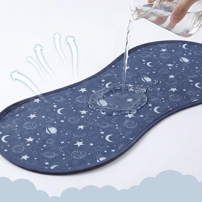 Hahafelt 3 Pcs Changing Pad Liners Fits in Peanut Shape Changing Pad Waterproof Diaper Mats Organic Cotton Peanut Mats are Warm on Baby's Back, Washable Reusable (Starry Style,Multicolor)