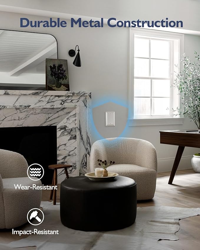 2-Pack Blank Wall Plate, Durable Metal No Device Outlet Cover, Satin Nickel, 3.15''*4.88'', Midsize