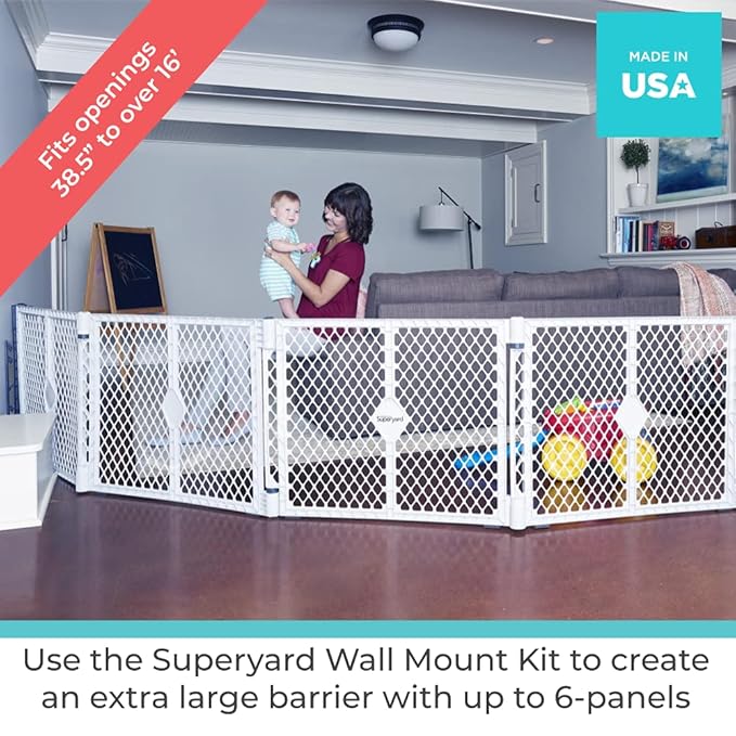 Toddleroo by North States - Superyard Wall Mount Kit: Play Yard Wall Mount Kit Compatible with SuperyardPlay Pens - Made in USA - Gray