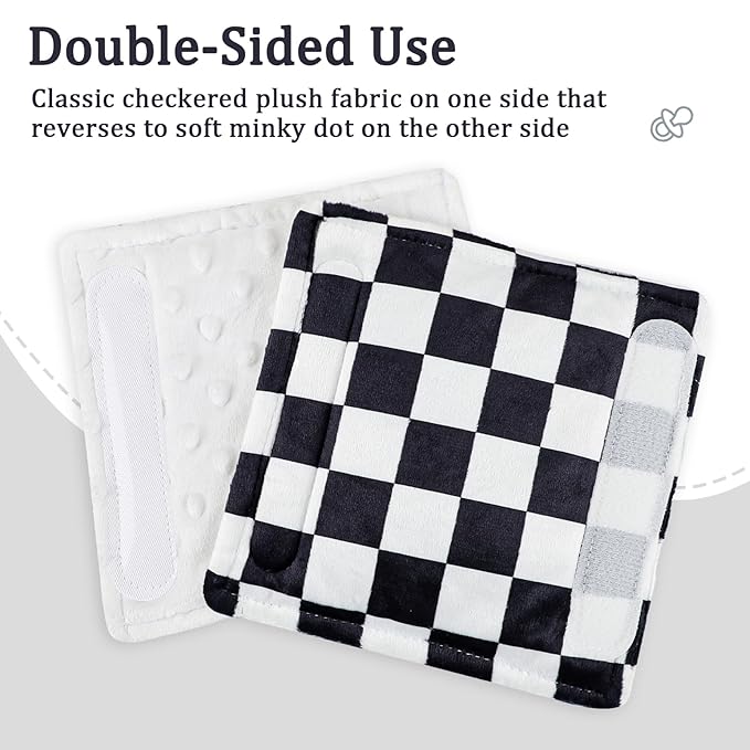 DILIMI Baby Car Seat Belt Covers, 2Pcs Carseat Shoulder Strap Pads, Soft Minky Car Seat Neck Covers, Newborn Car Seat Strap Protectors, Stroller Strap Covers for Baby Kids, Black Checkered